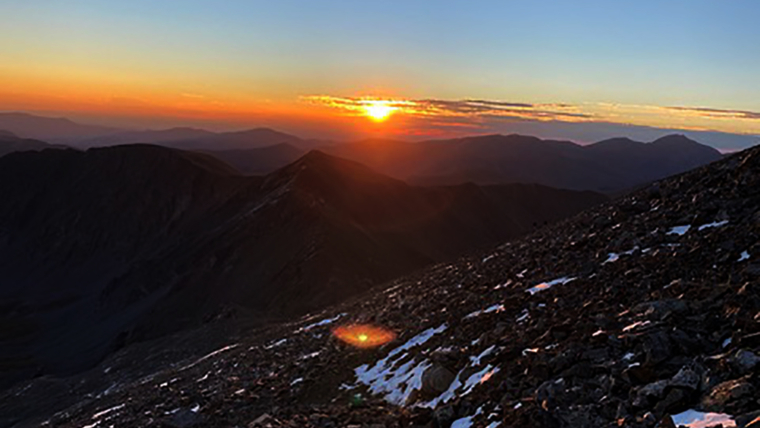 Sunrise over Colorado 14er peaks symbolizing choice, resilience, and multiple trails — a metaphor for EMDR for athletes and collaborative mental care.