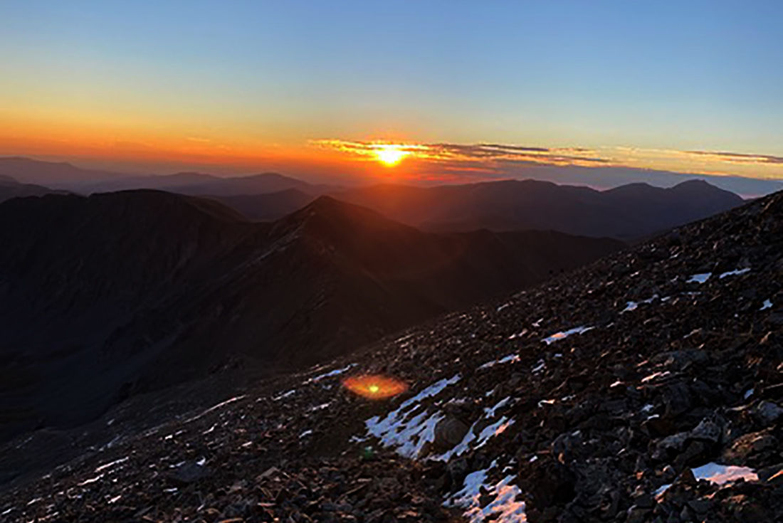 Sunrise over Colorado 14er peaks symbolizing choice, resilience, and multiple trails — a metaphor for EMDR for athletes and collaborative mental care.