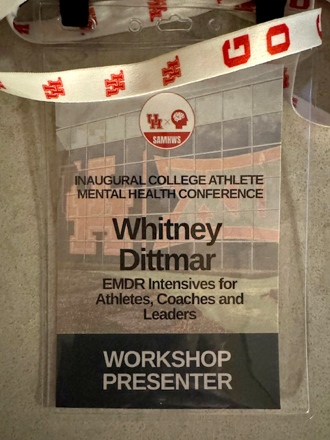 EMDR for athletes workshop presenter badge from Houston athlete mental health conference
